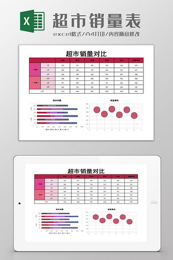 超市销量表Excel模板图片