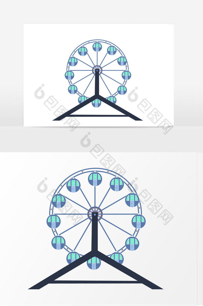 蓝色摩天轮矢量元素