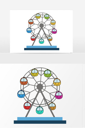 手绘摩天轮矢量元素
