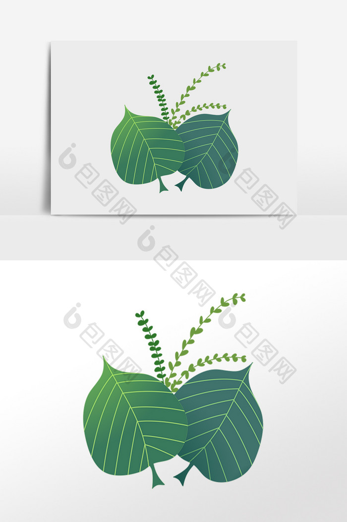 手绘热带植物绿植花草叶子插画