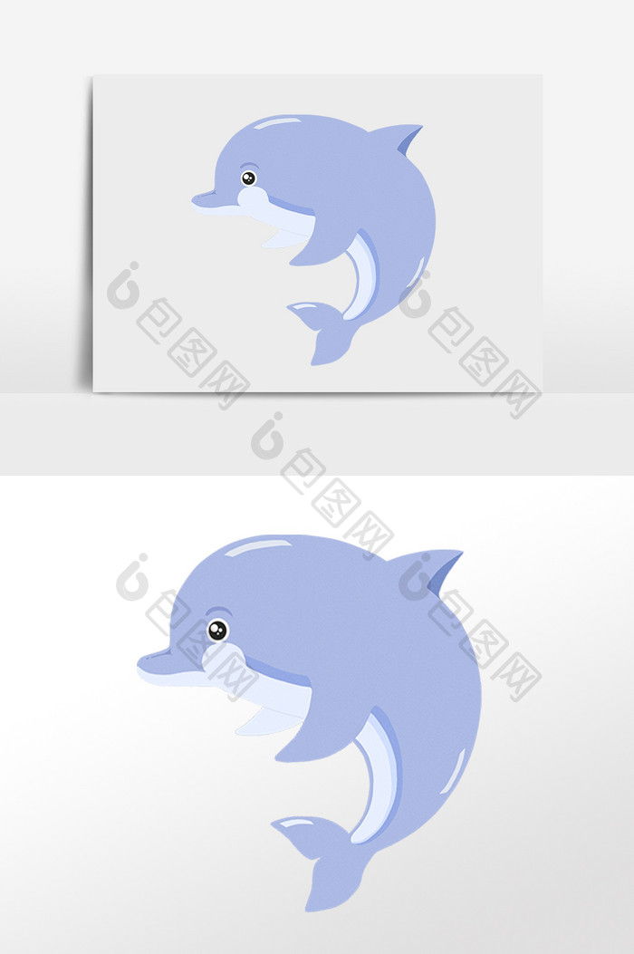 手绘海洋生物动物蓝色海豚插画