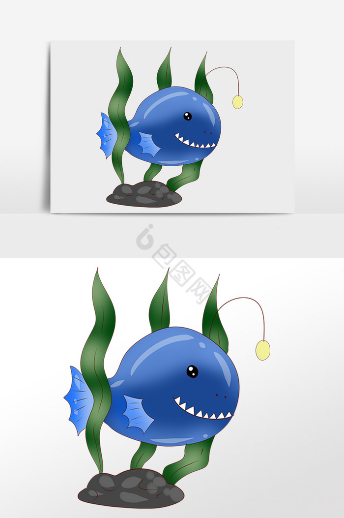 海洋生物动物琵琶鱼插画图片