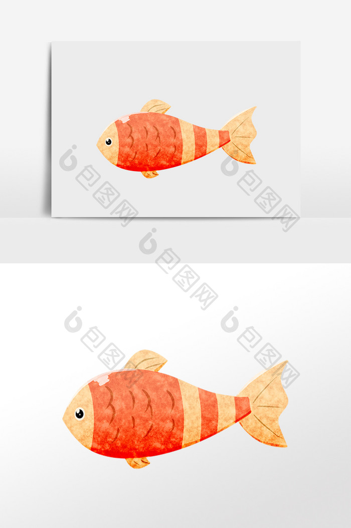 手绘海洋生物动物卡通金鱼插画