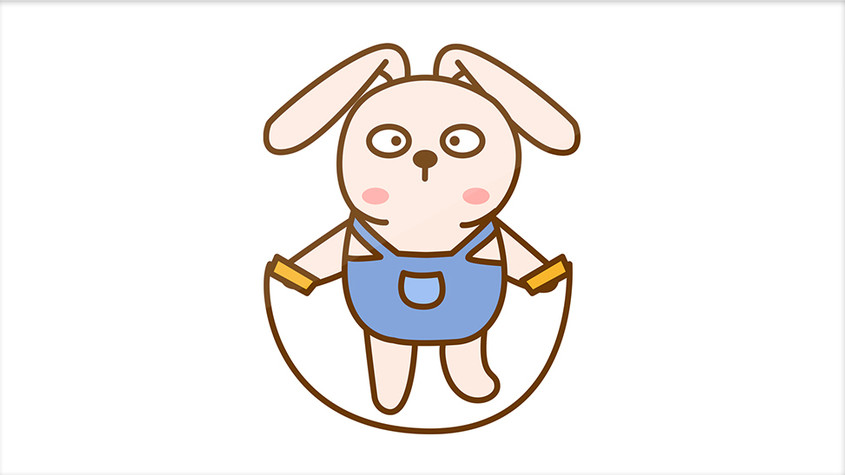 可爱长耳兔兔跳绳动态表情包配图