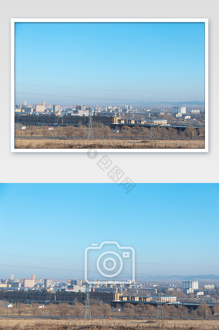 高清冬季北方小镇建筑图图片
