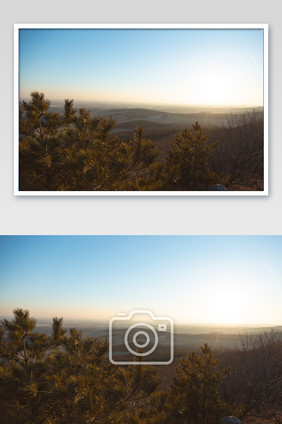 高清冬季北国落日自然风光摄影图