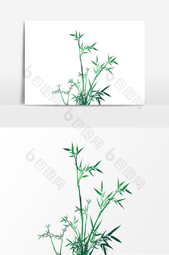 中国风渐变绿色竹子竹叶元素图片