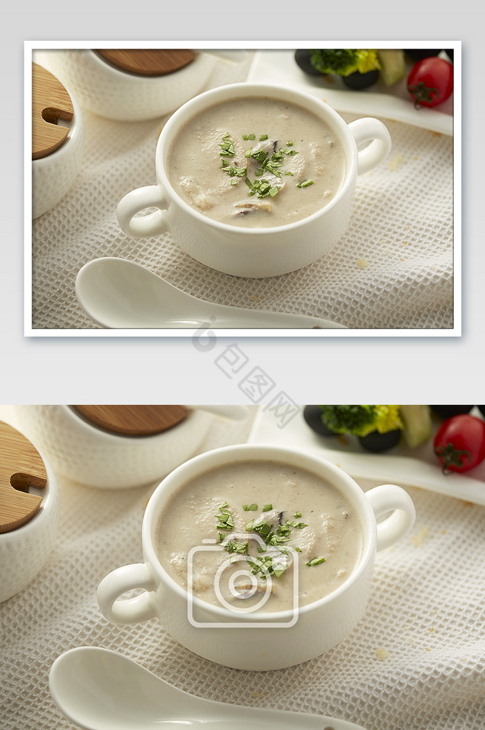 高清美食奶油菌菇汤摄影图图片