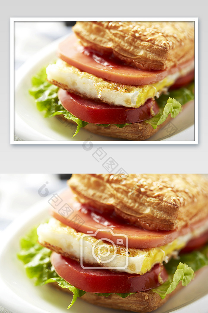 高清美食法风火腿烧饼细节摄影图
