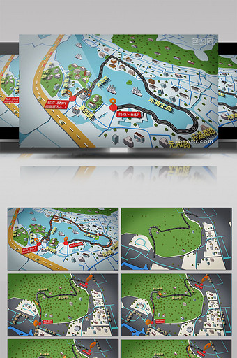 AE假三维地图MG动画模板图片