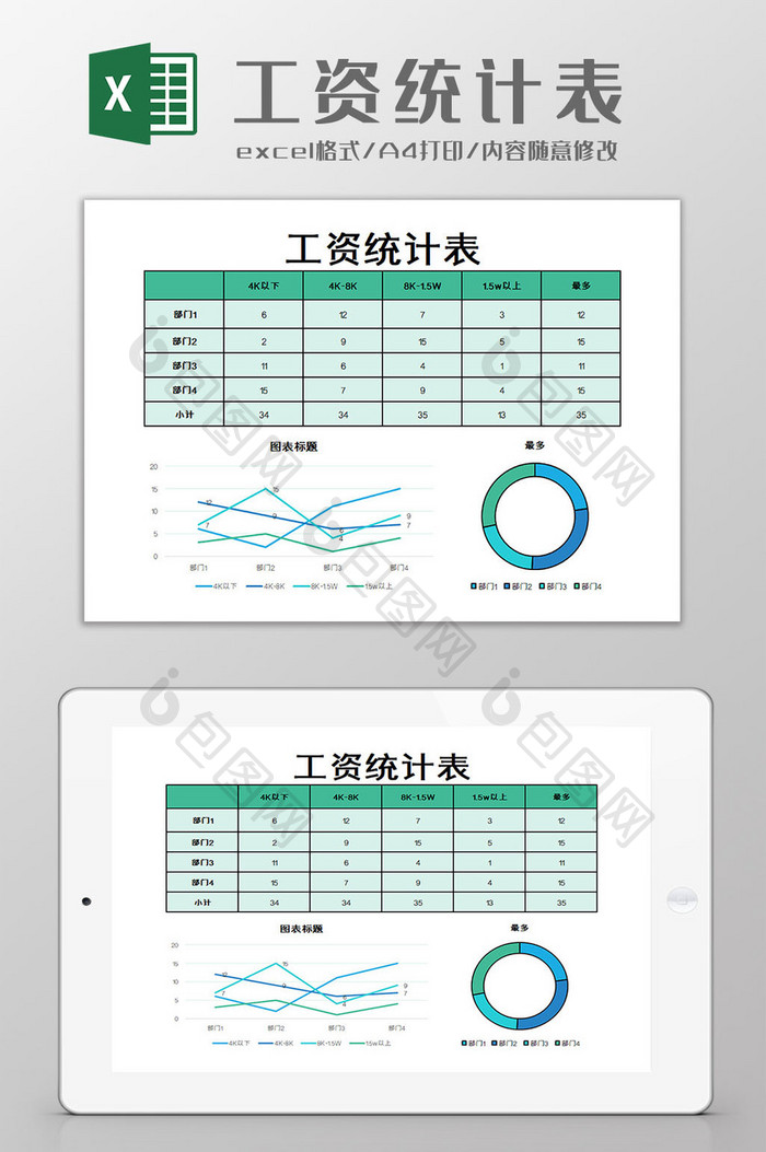 工资统计表Excel模板