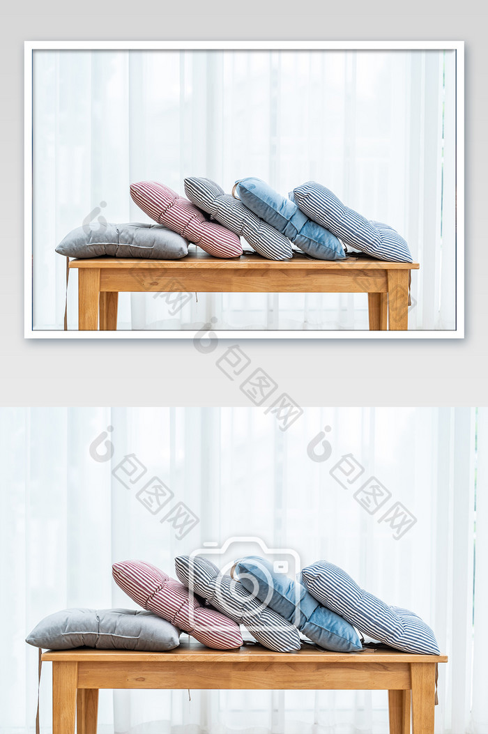 舒适居家布艺休闲坐垫摄影图