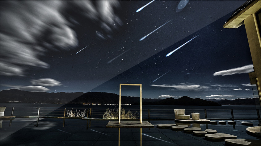 泸沽湖星空夜景创意摄影插画GIF图片
