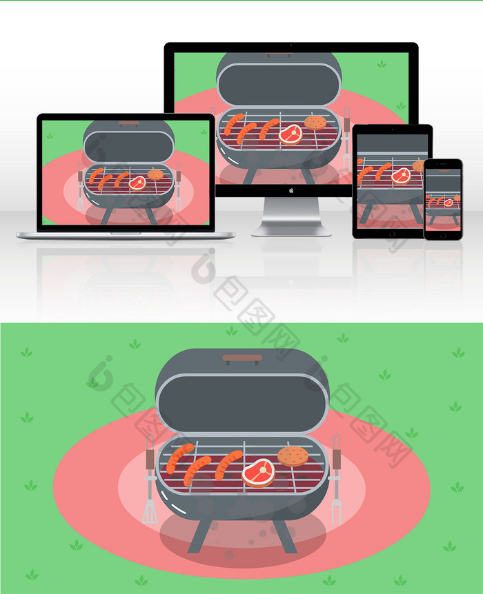 烧烤架烤肉烤香肠动图GIF