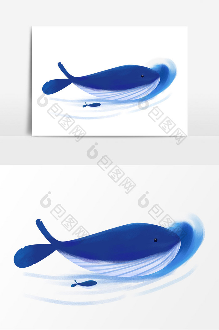 蓝色鲸鱼插画装饰元素
