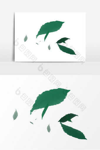 漂浮绿叶装饰元素图片