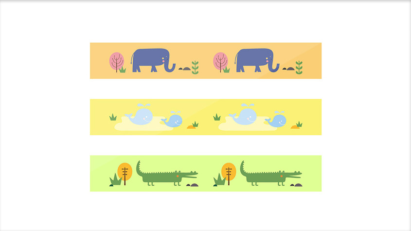 扁平动物大象鲸鱼鳄鱼动态文章分割线插画图片