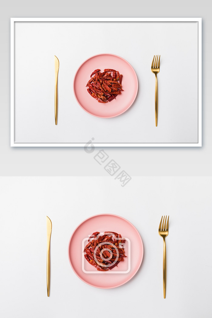 盘子里的红辣椒摄影图图片