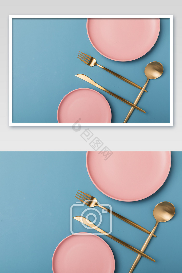 粉色餐盘餐具创意图片