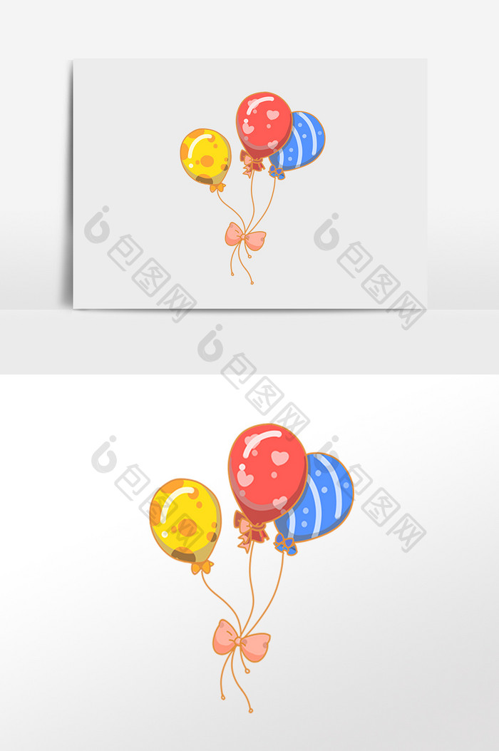 手绘儿童节快乐彩色气球玩具插画