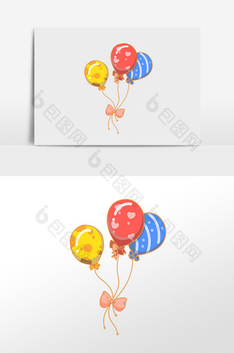 手绘儿童节快乐彩色气球玩具插画图片