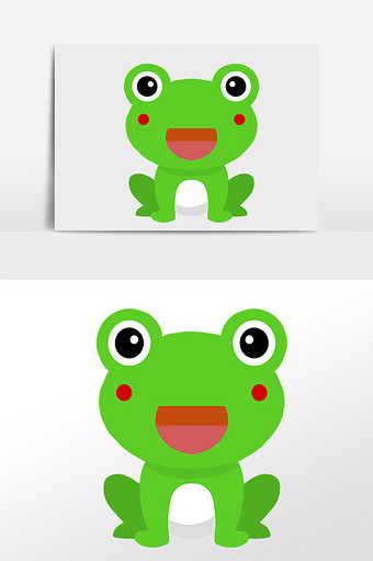 手绘卡通绿色青蛙保护动物插画图片下载