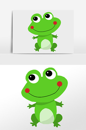 手绘卡通绿色青蛙田鸡保护动物插画图片下载