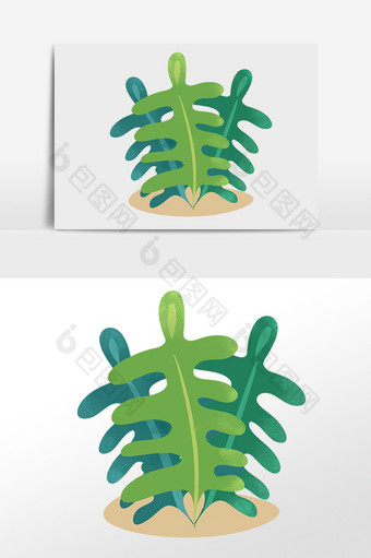 手绘海底海洋生物绿植水草插画图片