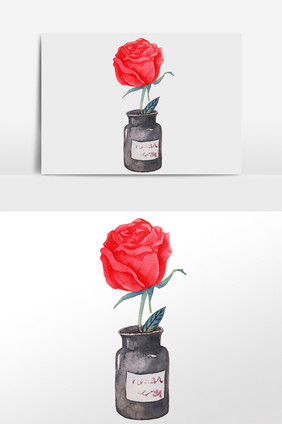 手绘春天植物玫瑰花朵插画