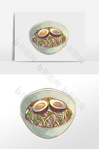 手绘餐饮美食食物卤蛋面条插画图片