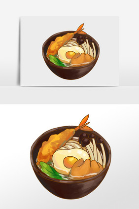 手绘餐饮美食食物营养面条插画