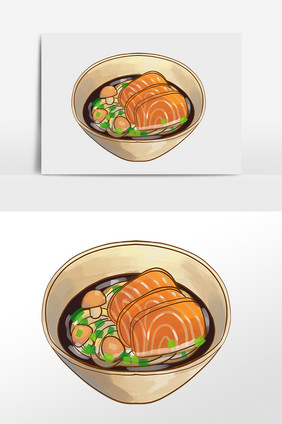 手绘餐饮美食食物牛肉面条插画