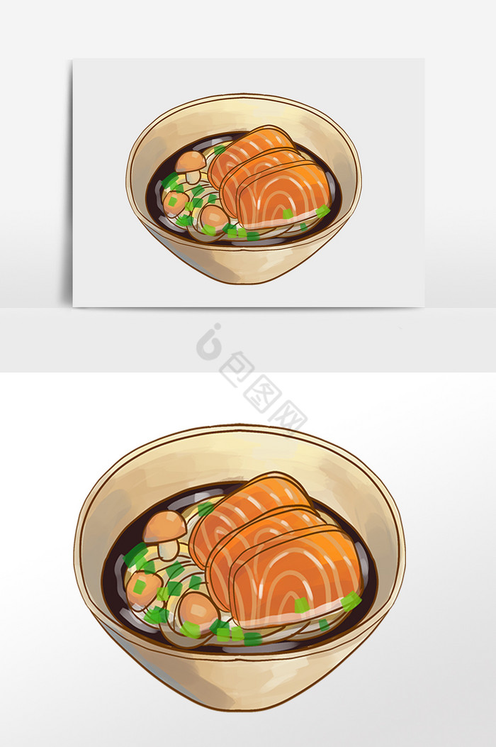 餐饮食物牛肉面条插画图片