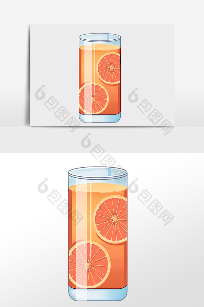 夏季海滩饮品橙子果汁插画图片图片