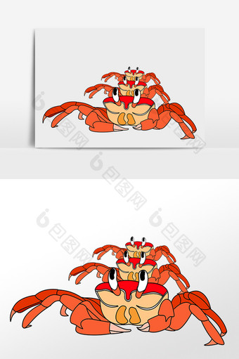 手绘夏季海滩旅行生物螃蟹插画图片