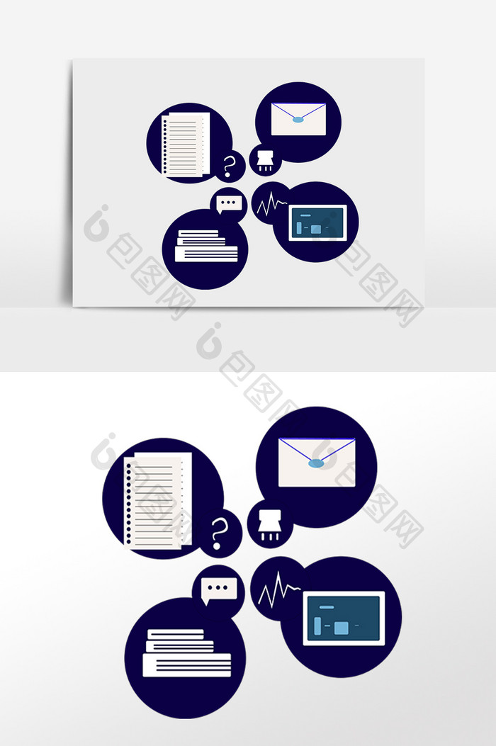 手绘商务办公信息分析图标插画