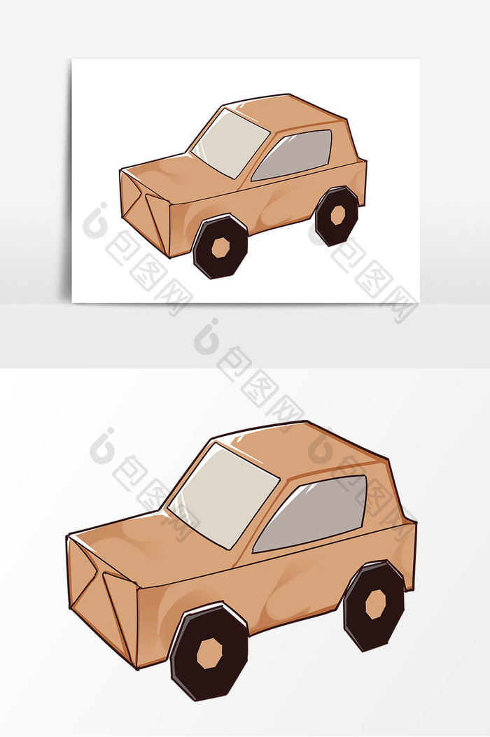 儿童折纸小车车元素