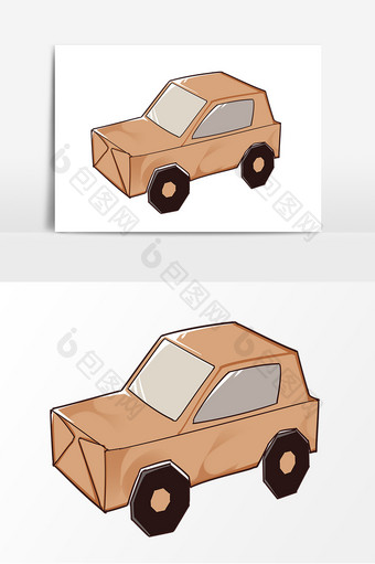 儿童折纸小车车元素图片