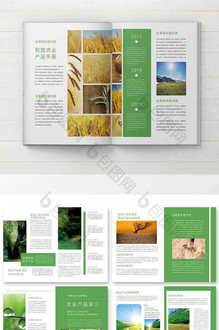 整套绿色几何创意农业产品画册