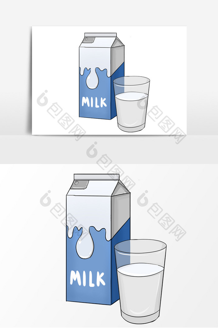 牛奶手绘卡通插画图片