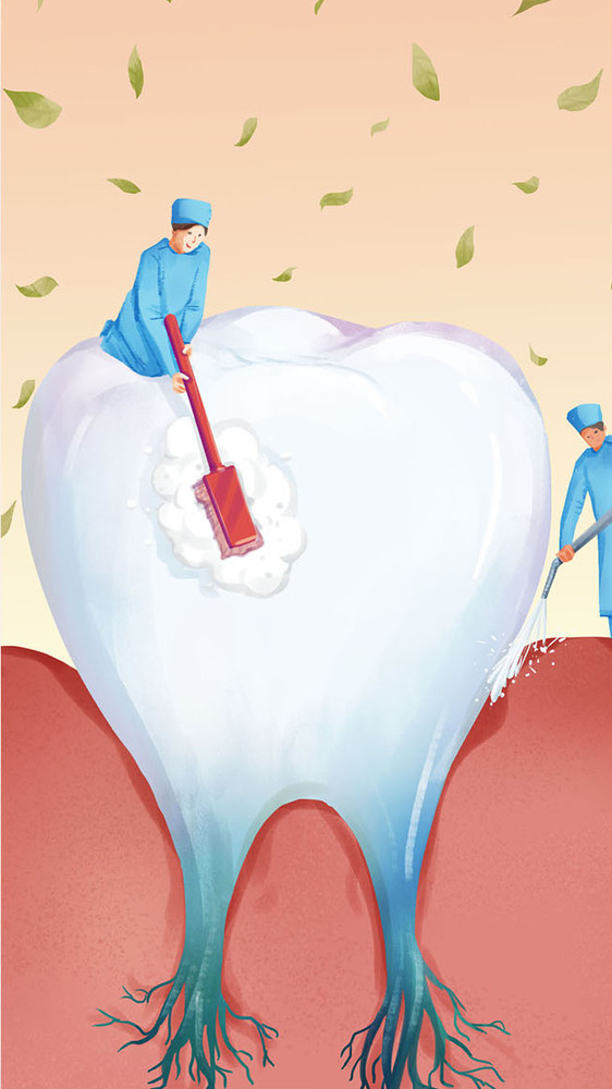 牙医清洁牙齿保护口腔卫生gif插画