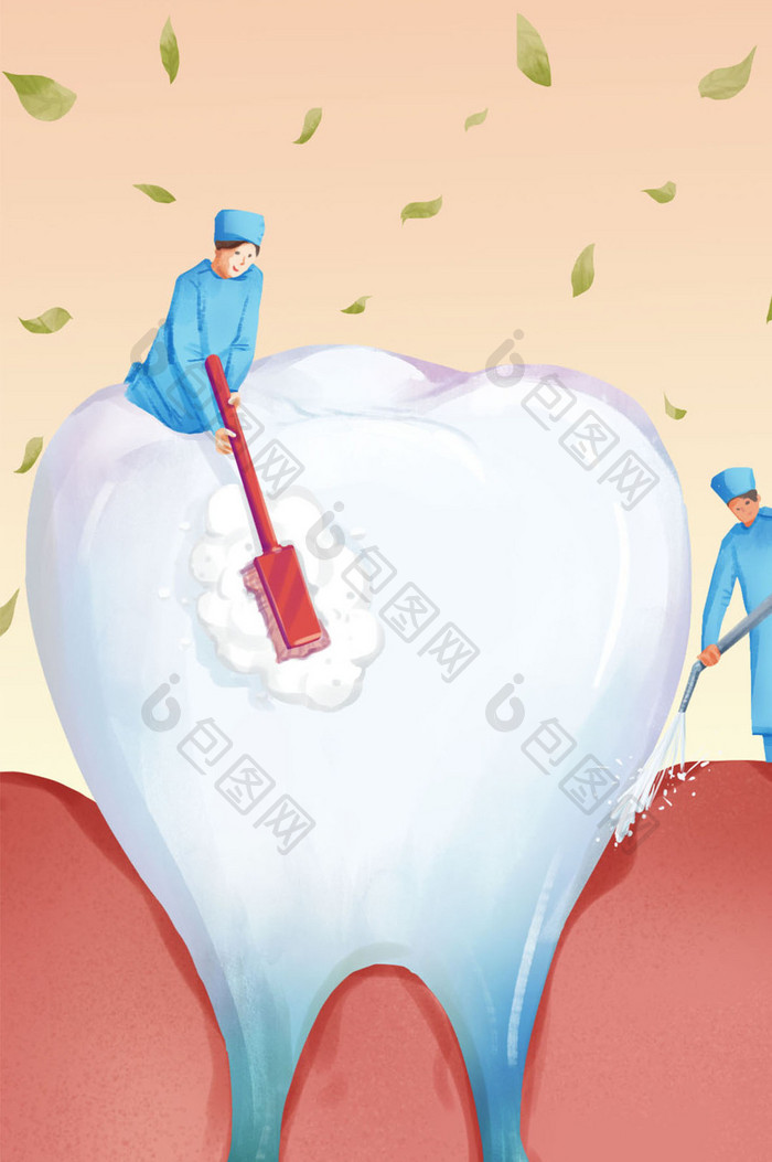 牙医清洁牙齿保护口腔卫生gif插画