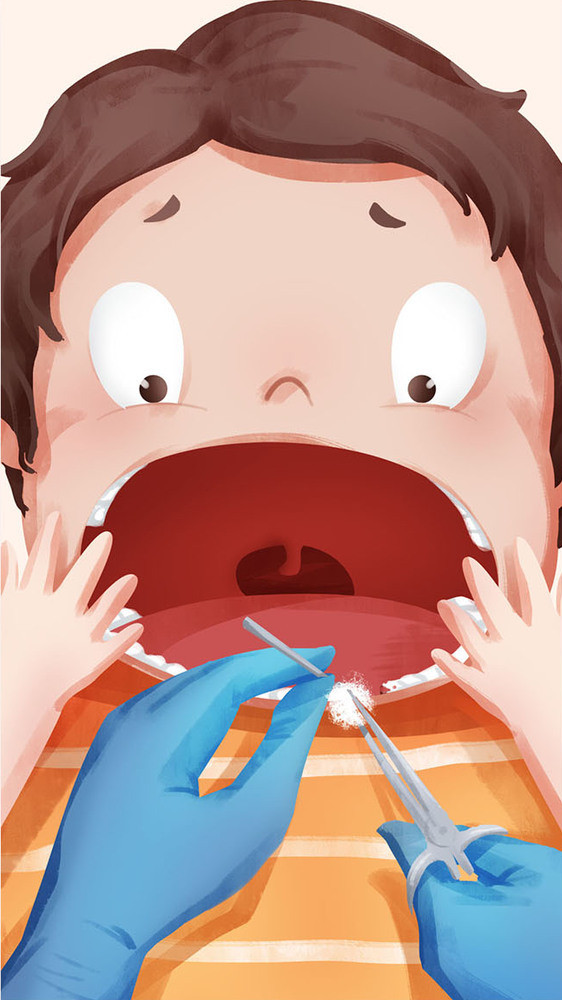 牙医给小朋友拔牙gif插画图片