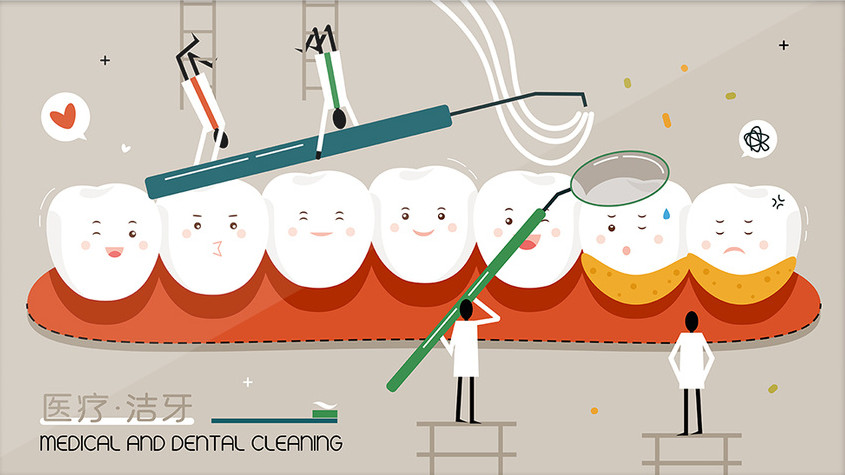 扁平卡通医疗牙科洁牙刷牙gif插画图片