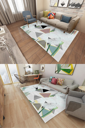 北欧风线条三角形蒲公英客厅卧室地毯