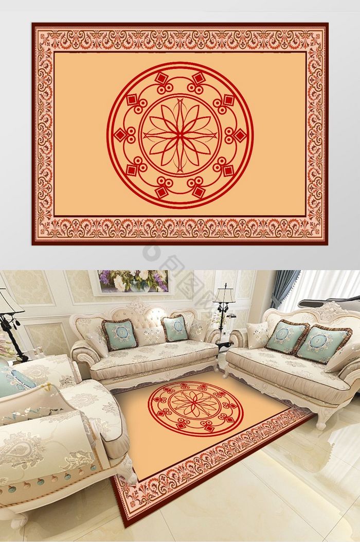 欧式花纹奢华地毯图案图片