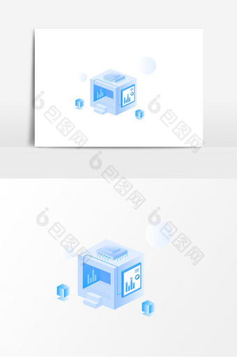 2.5D科技质感芯片数据处理模块元素图片