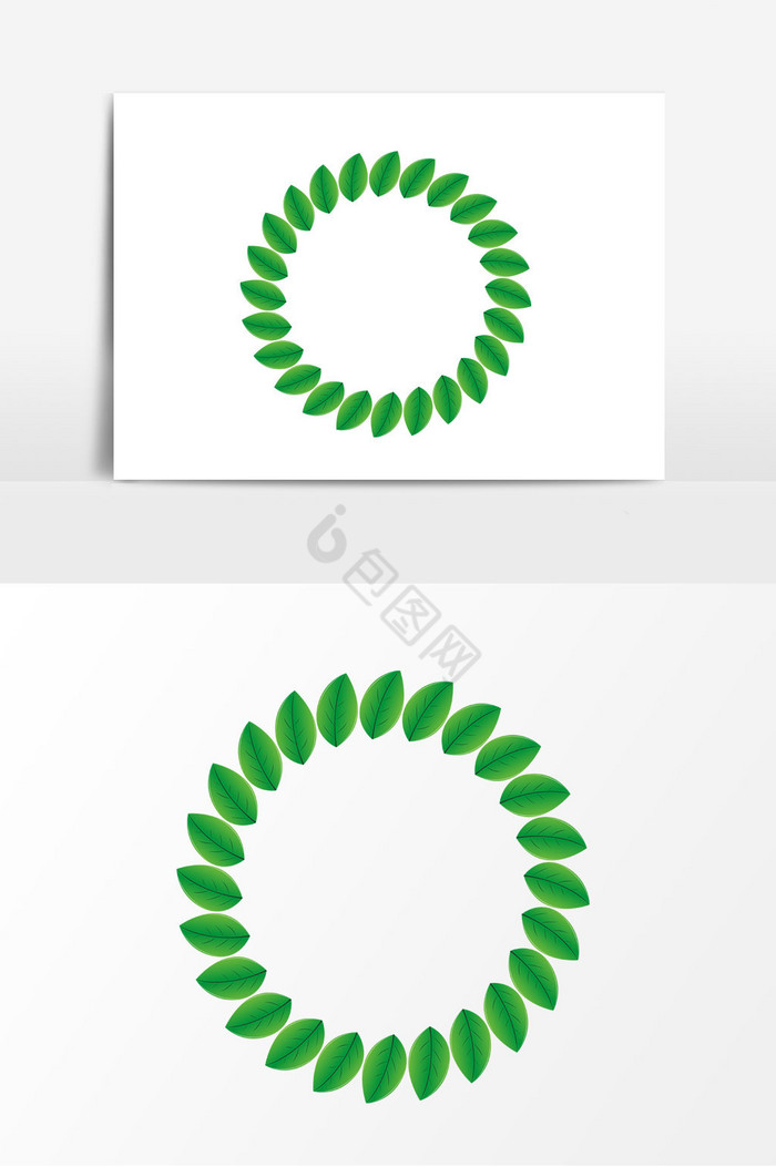 质感拟真自然绿叶圆环图片