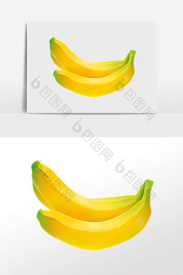 手绘夏季新鲜水果黄色香蕉插画