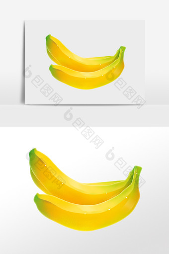 手绘夏季新鲜水果黄色香蕉插画图片